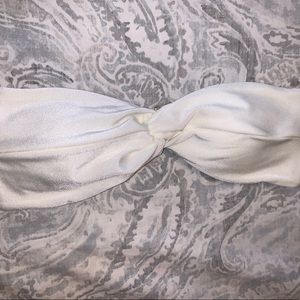 Forever 21 White Bandeau Twist Front Bikini Top